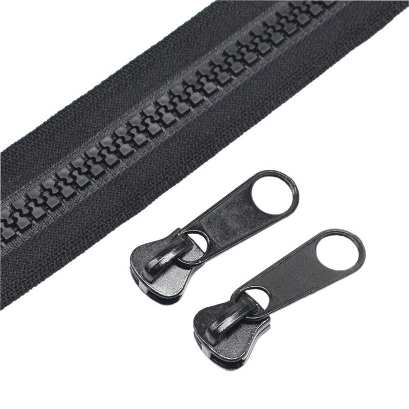 YaHoGa #10 Large Plastic Zipper by The Yard Bulk Black 10 Yards with 10pcs Long Sliders for DIY Sewing Tailor Crafts Canvas Bags Tents (10 Yards) - Image 1